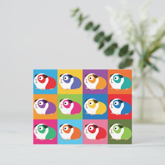 Pop Art Guinea Pigs Briefkaart (Staand voorkant)