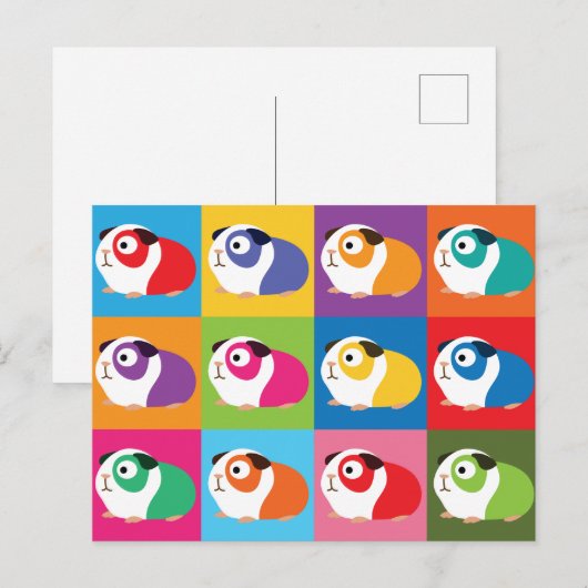 Pop Art Guinea Pigs Briefkaart (Voorkant / Achterkant)