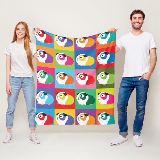 Pop Art Guinea Pigs Fleece Deken (In situ)