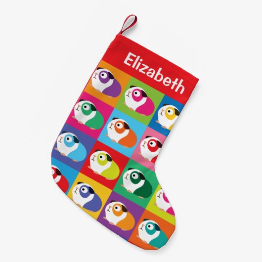 Pop Art Guinea Pigs Kleine Kerstsok (Voorkant (Hangend))