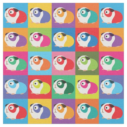 Pop Art Guinea Pigs Stof (Close Up)