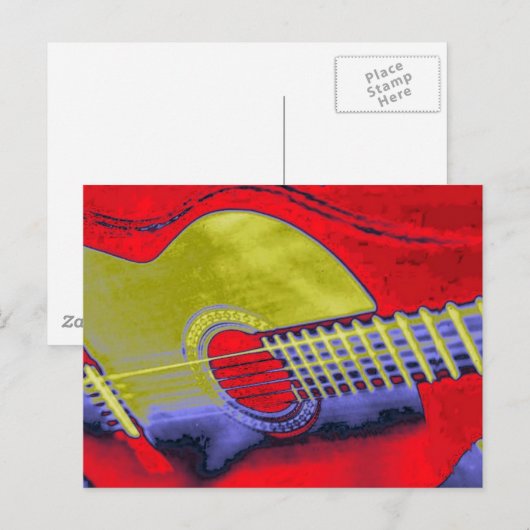 Pop Art Guitar Briefkaart (Voorkant / Achterkant)