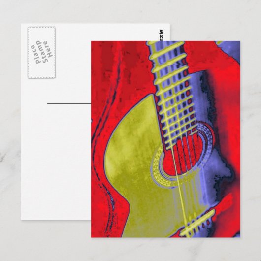 Pop Art Guitar Briefkaart (Voorkant / Achterkant)