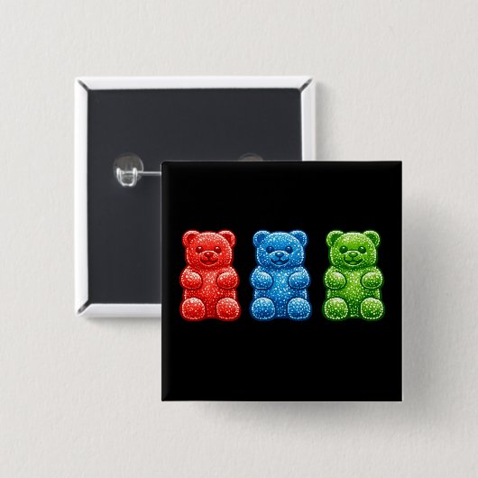 Pop Art Gummibeertjes Vierkante Button 5,1 Cm (Voorkant /achterkant)