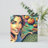 Pop Art Halloween Pumpkin Carving Party Kaart (Staand voorkant)