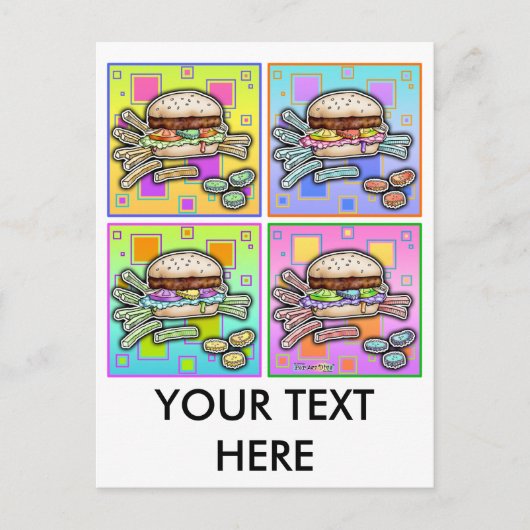 Pop Art HAMBURGER BRIEFKAART (Voorkant)