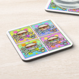 Pop Art HAMBURGER CORK ONDERZETTER SET 6