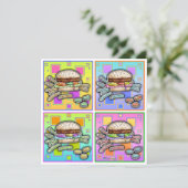 Pop Art HAMBURGER INVITATIE Kaart (Staand voorkant)