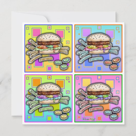 Pop Art HAMBURGER INVITATIE Kaart (Voorkant)