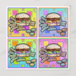 Pop Art HAMBURGER INVITATIE Kaart
