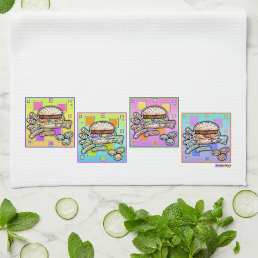 Pop Art HAMBURGER KITCHEN TOWEL Theedoek (Gevouwen)