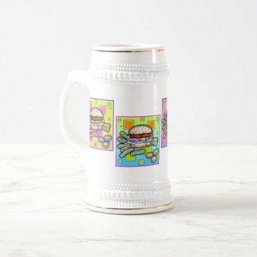 Pop Art HAMBURGER-MOK - Beer Stein Bierpul (Voorkant links)