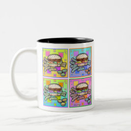 Pop Art HAMBURGER-MOK Tweekleurige Koffiemok