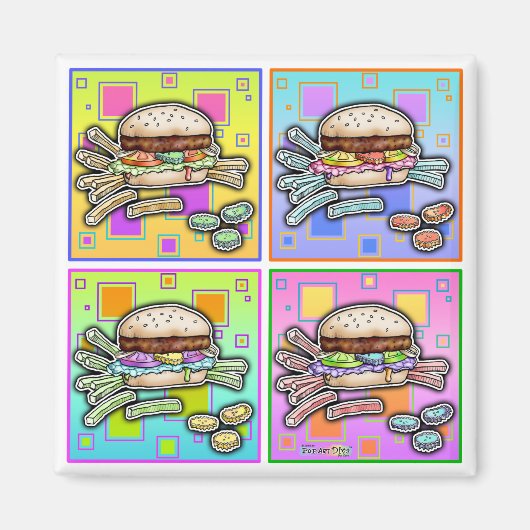 Pop Art HAMBURGER (Sq) MAGNET (Voorkant)