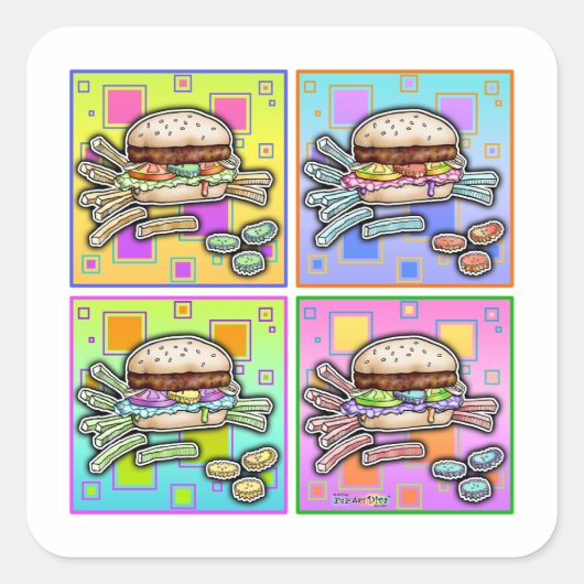 Pop Art HAMBURGER STICKER (Voorkant)