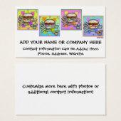 Pop Art HAMBURGER VISITEKAARTJE - GIFT LABEL (Voorkant /achterkant)