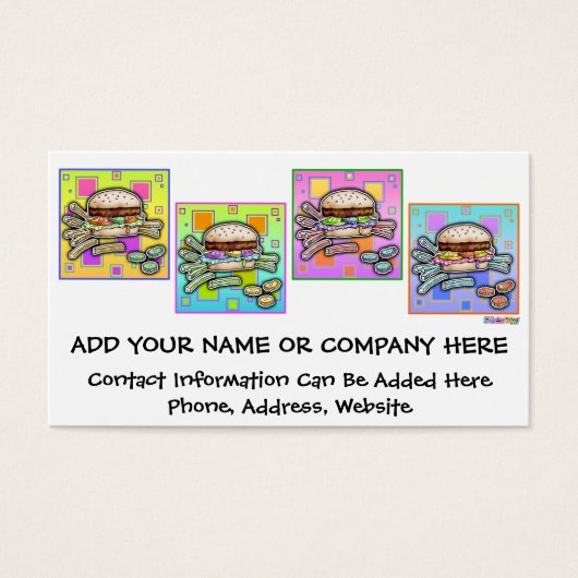 Pop Art HAMBURGER VISITEKAARTJE - GIFT LABEL (Voorkant)