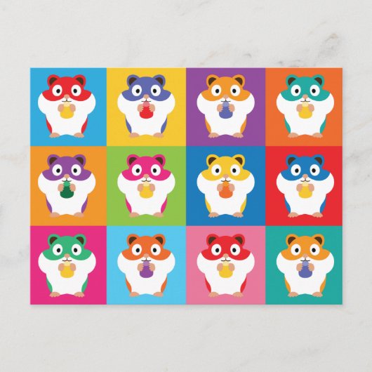 Pop Art Hamsters Briefkaart (Voorkant)