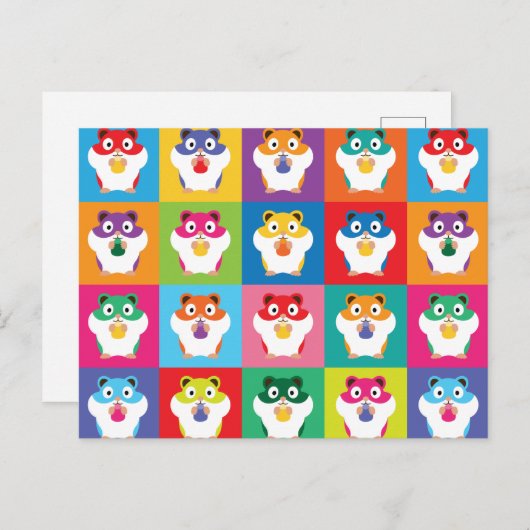 Pop Art Hamsters Briefkaart (Voorkant / Achterkant)