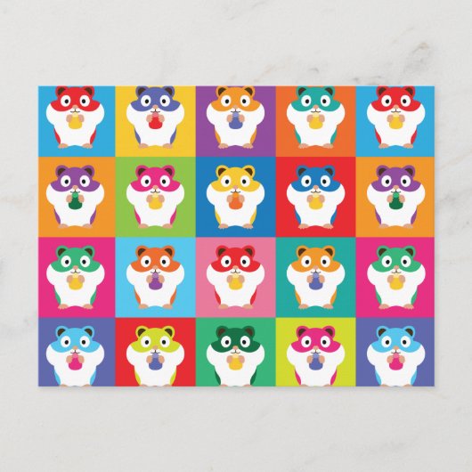Pop Art Hamsters Briefkaart (Voorkant)