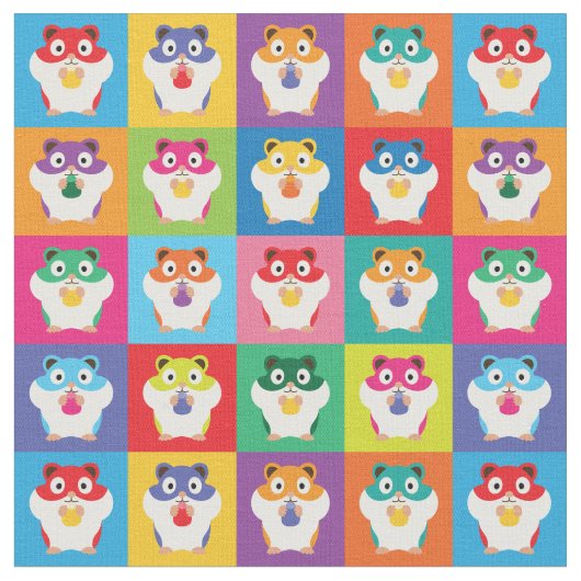 Pop Art Hamsters Fabric Stof (Close Up)