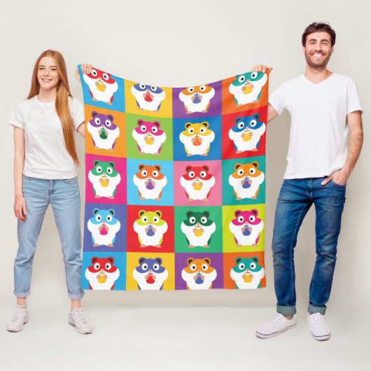 Pop Art Hamsters Fleece Blanket Deken (In situ)