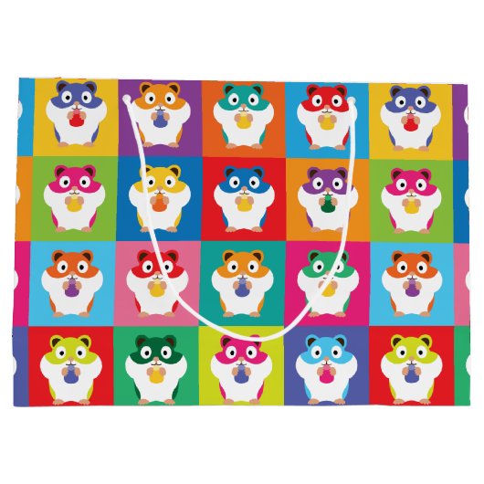 Pop Art Hamsters Large Gift Bag Groot Cadeauzakje (Achterkant)