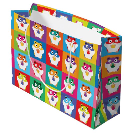 Pop Art Hamsters Large Gift Bag Groot Cadeauzakje (Achterkant Gekanteld)