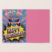 Pop Art Happy Birthday Cake Folie Kaarten (Binnen)