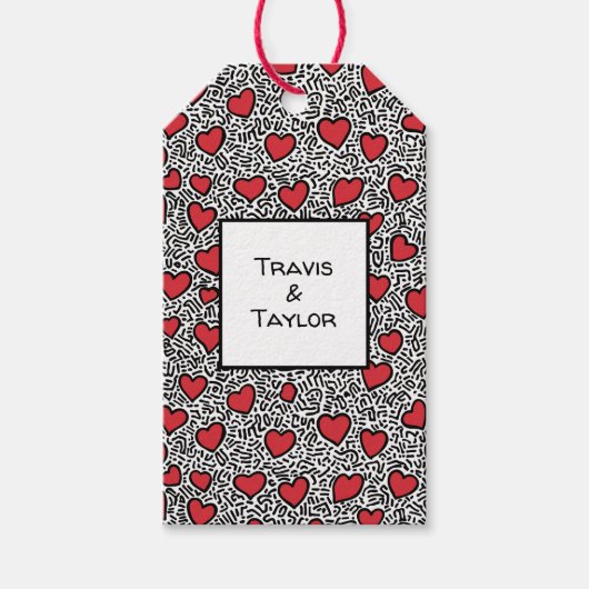 Pop Art Hart Patroon Cadeaulabel (Voorkant)