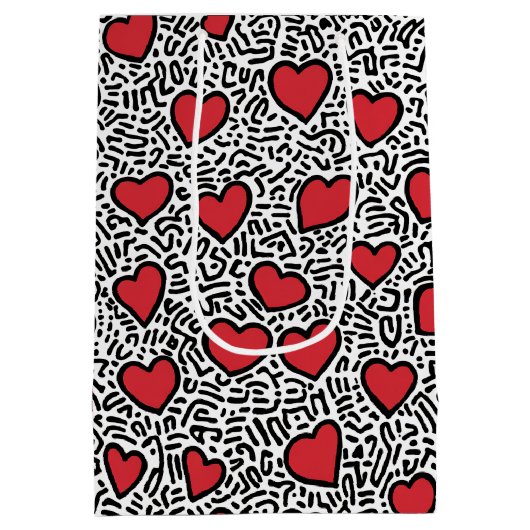 Pop Art Hart Patroon Medium Cadeauzakje (Achterkant)