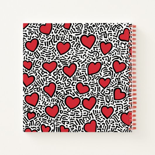 Pop Art Hart Patroon Notitieboek (Achterkant)