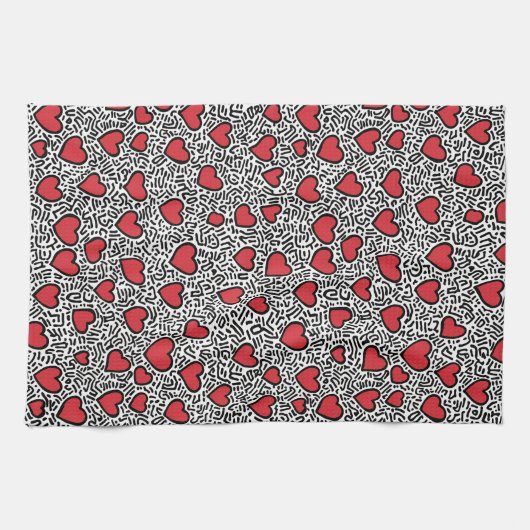 Pop Art Hart Patroon Theedoek (Horizontaal)