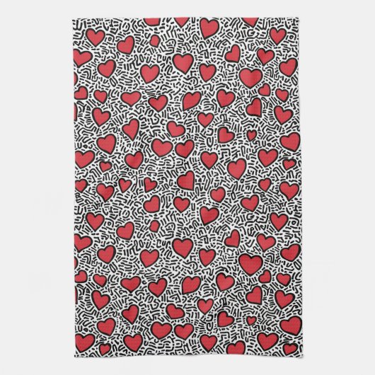 Pop Art Hart Patroon Theedoek (Verticaal)