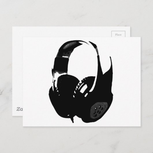 Pop Art Headphone Briefkaart (Voorkant / Achterkant)