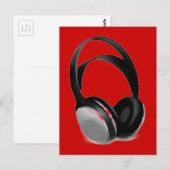 Pop Art Headphone Briefkaart (Voorkant / Achterkant)