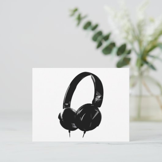 Pop Art Headphone Briefkaart (Staand voorkant)