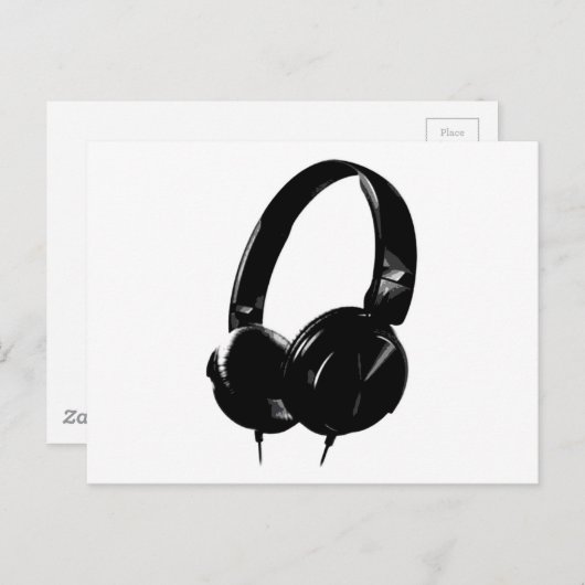 Pop Art Headphone Briefkaart (Voorkant / Achterkant)