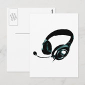 Pop Art Headphone Briefkaart (Voorkant / Achterkant)