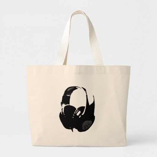 Pop Art Headphone Grote Tote Bag (Voorkant)