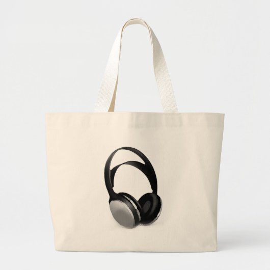 Pop Art Headphone Grote Tote Bag (Voorkant)