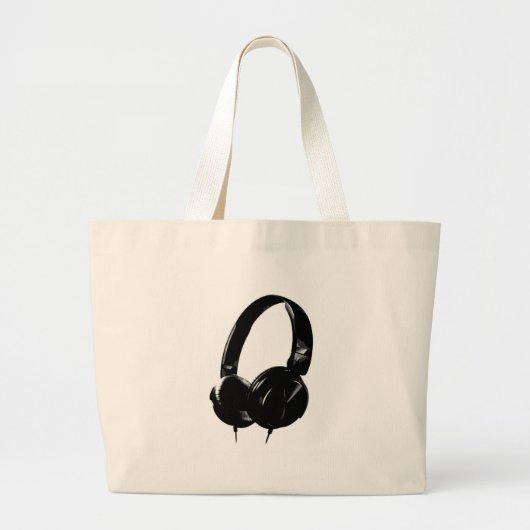 Pop Art Headphone Grote Tote Bag (Voorkant)