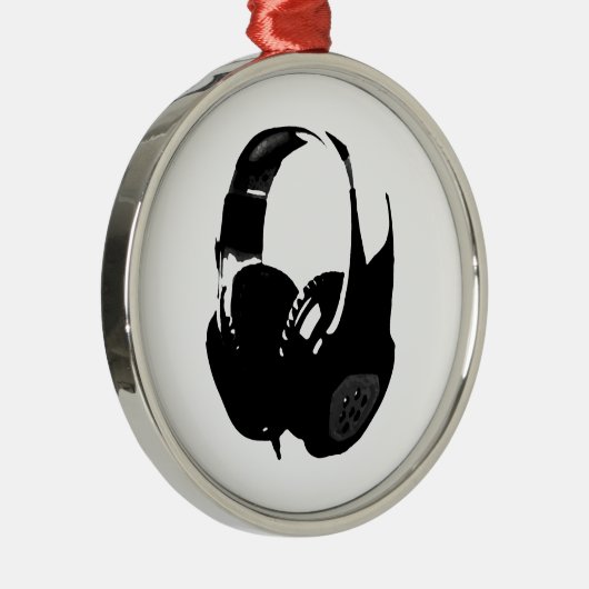 Pop Art Headphone Metalen Ornament (Rechts)