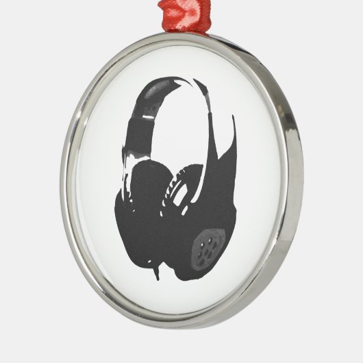 Pop Art Headphone Metalen Ornament (Links)