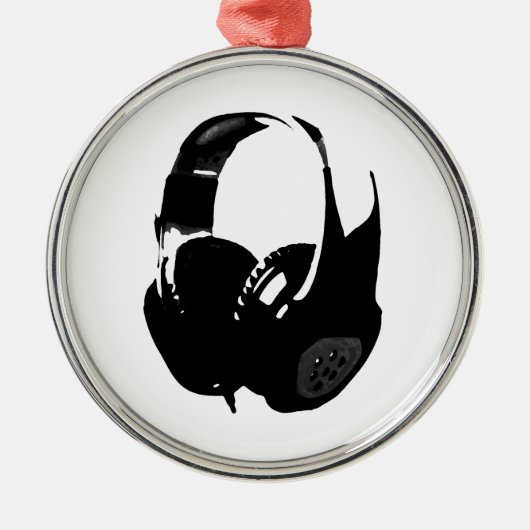 Pop Art Headphone Metalen Ornament (Voorkant)