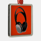 Pop Art Headphone Metalen Ornament (Rechts)