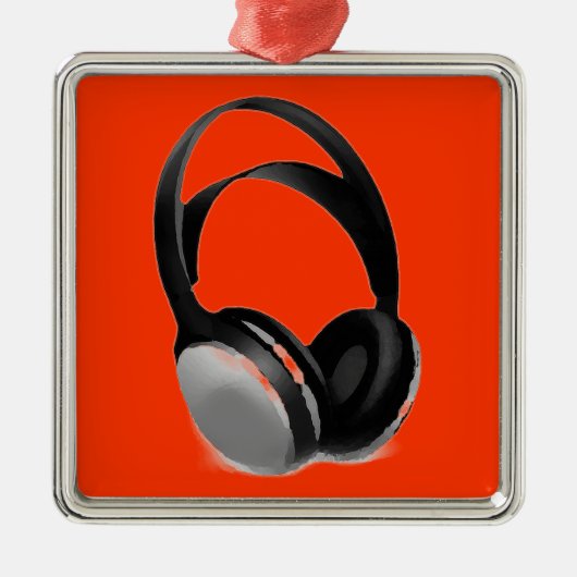 Pop Art Headphone Metalen Ornament (Voorkant)