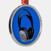Pop Art Headphone Metalen Ornament (Rechts)