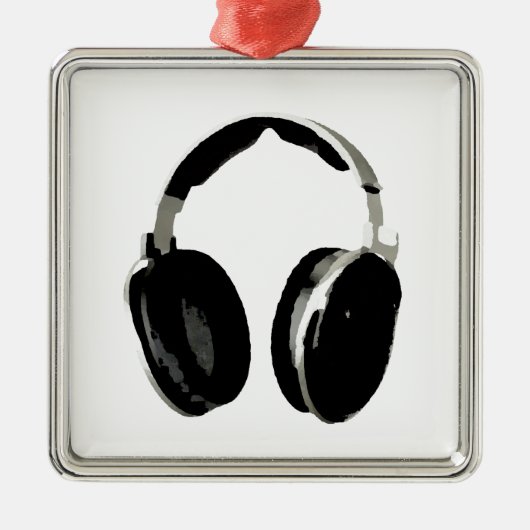 Pop Art Headphone Metalen Ornament (Voorkant)