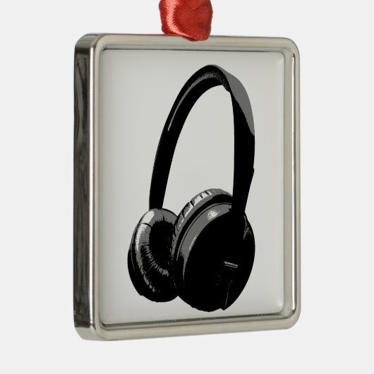 Pop Art Headphone Metalen Ornament (Rechts)